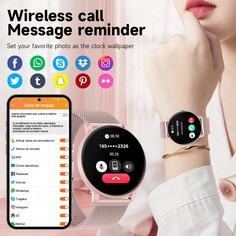 LIGE 블루투스 통화 스마트워치 여성용 맞춤형 다이얼 - Smartwatch Custom 리뷰 및 가격